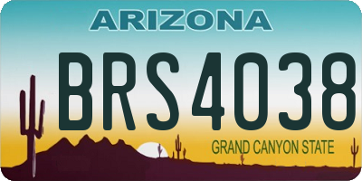 AZ license plate BRS4038