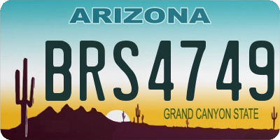 AZ license plate BRS4749