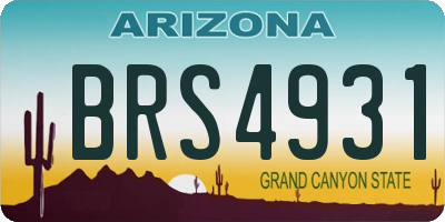 AZ license plate BRS4931