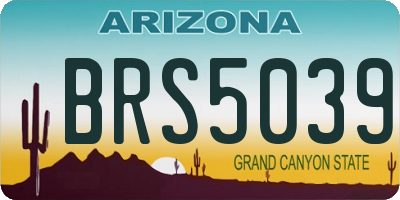 AZ license plate BRS5039