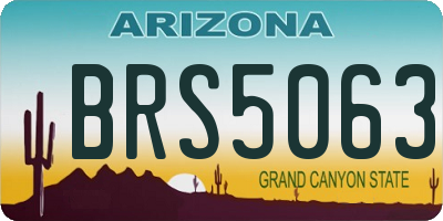 AZ license plate BRS5063