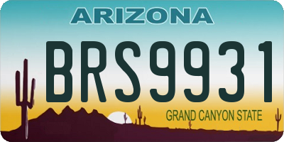 AZ license plate BRS9931