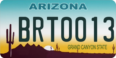 AZ license plate BRT0013