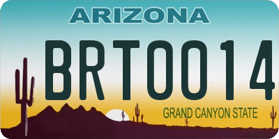 AZ license plate BRT0014