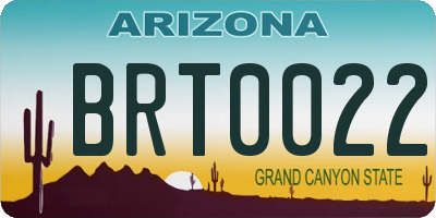 AZ license plate BRT0022