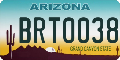 AZ license plate BRT0038