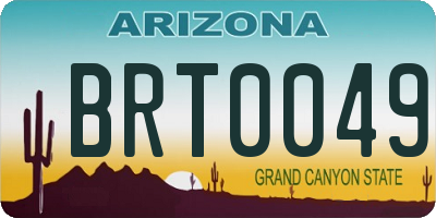 AZ license plate BRT0049