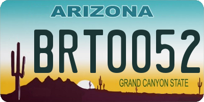 AZ license plate BRT0052