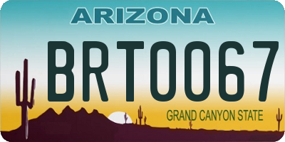 AZ license plate BRT0067