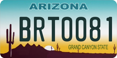 AZ license plate BRT0081