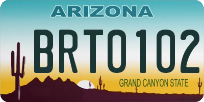 AZ license plate BRT0102