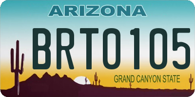 AZ license plate BRT0105