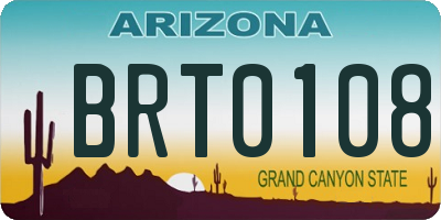 AZ license plate BRT0108