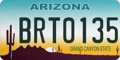 AZ license plate BRT0135