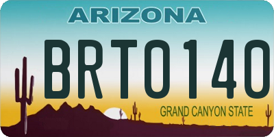 AZ license plate BRT0140