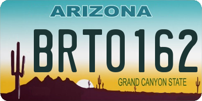 AZ license plate BRT0162