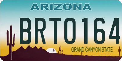 AZ license plate BRT0164