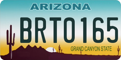 AZ license plate BRT0165