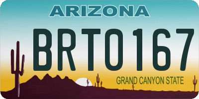 AZ license plate BRT0167