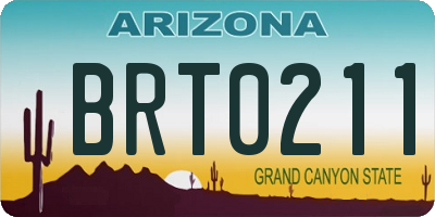 AZ license plate BRT0211