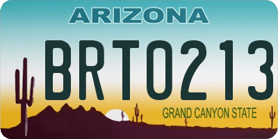 AZ license plate BRT0213