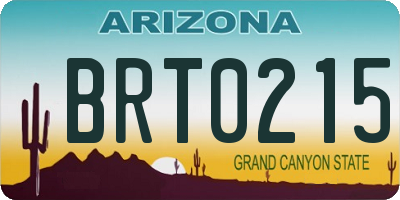 AZ license plate BRT0215