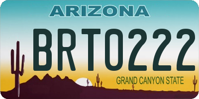 AZ license plate BRT0222
