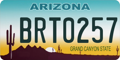 AZ license plate BRT0257