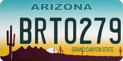 AZ license plate BRT0279