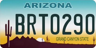 AZ license plate BRT0290