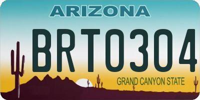 AZ license plate BRT0304