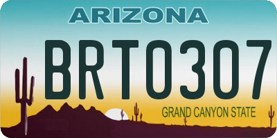 AZ license plate BRT0307