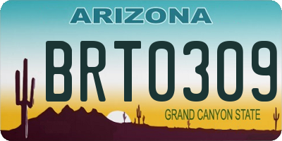 AZ license plate BRT0309