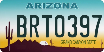 AZ license plate BRT0397