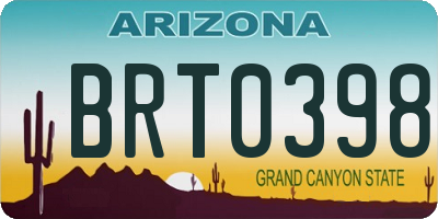 AZ license plate BRT0398