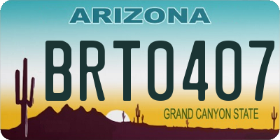 AZ license plate BRT0407