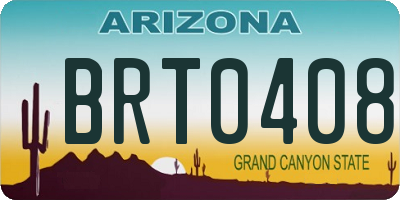 AZ license plate BRT0408