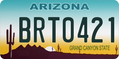 AZ license plate BRT0421