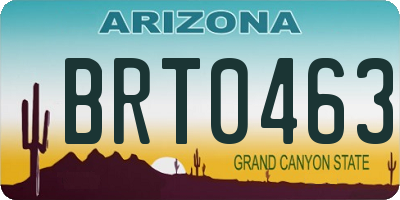 AZ license plate BRT0463
