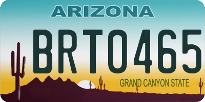 AZ license plate BRT0465
