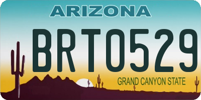 AZ license plate BRT0529