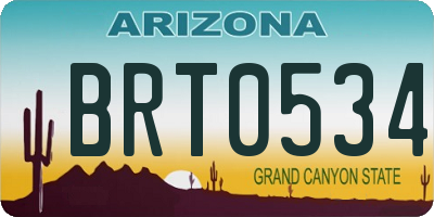 AZ license plate BRT0534