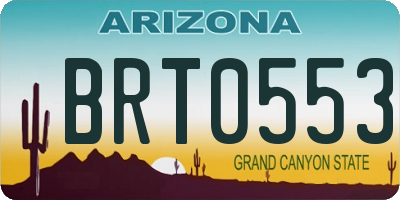 AZ license plate BRT0553