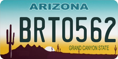AZ license plate BRT0562