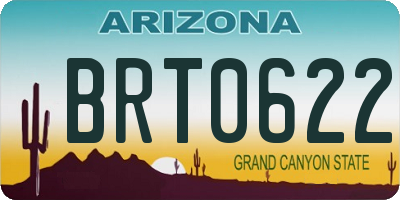 AZ license plate BRT0622