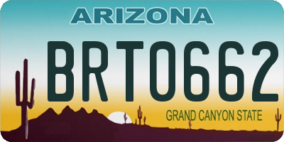 AZ license plate BRT0662