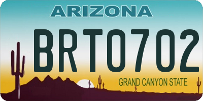 AZ license plate BRT0702
