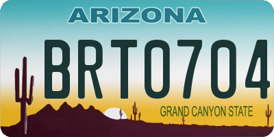 AZ license plate BRT0704