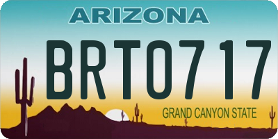 AZ license plate BRT0717
