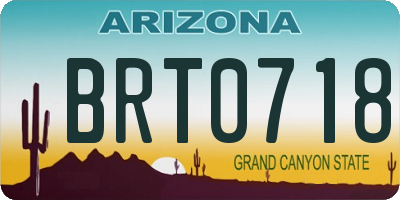 AZ license plate BRT0718